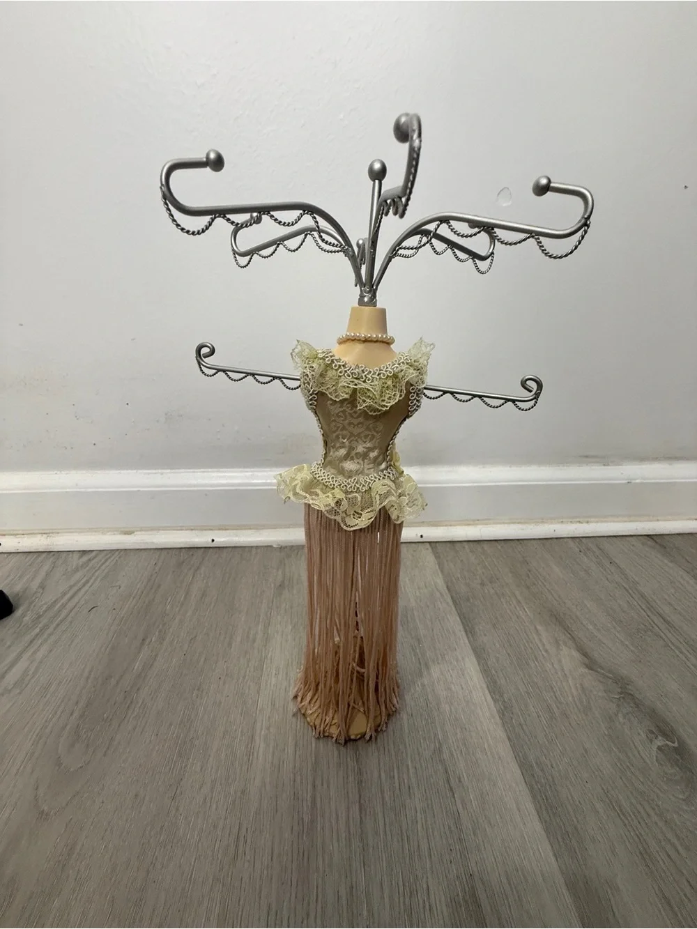 Dress Form Jewelry Stand in Cream and Gold